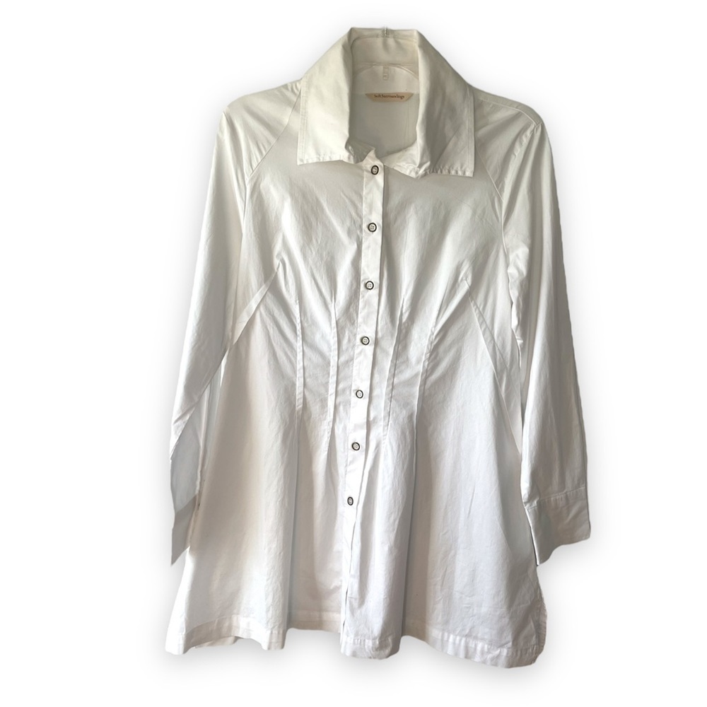 NWOT Soft surroundings white button up long sleeve shirt